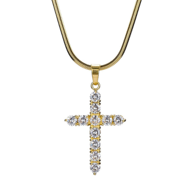 Iced Out Cross 18K Gold Filled with Chain Necklace - Voiceopin International: Child Abuse Information & Online Shopping Center