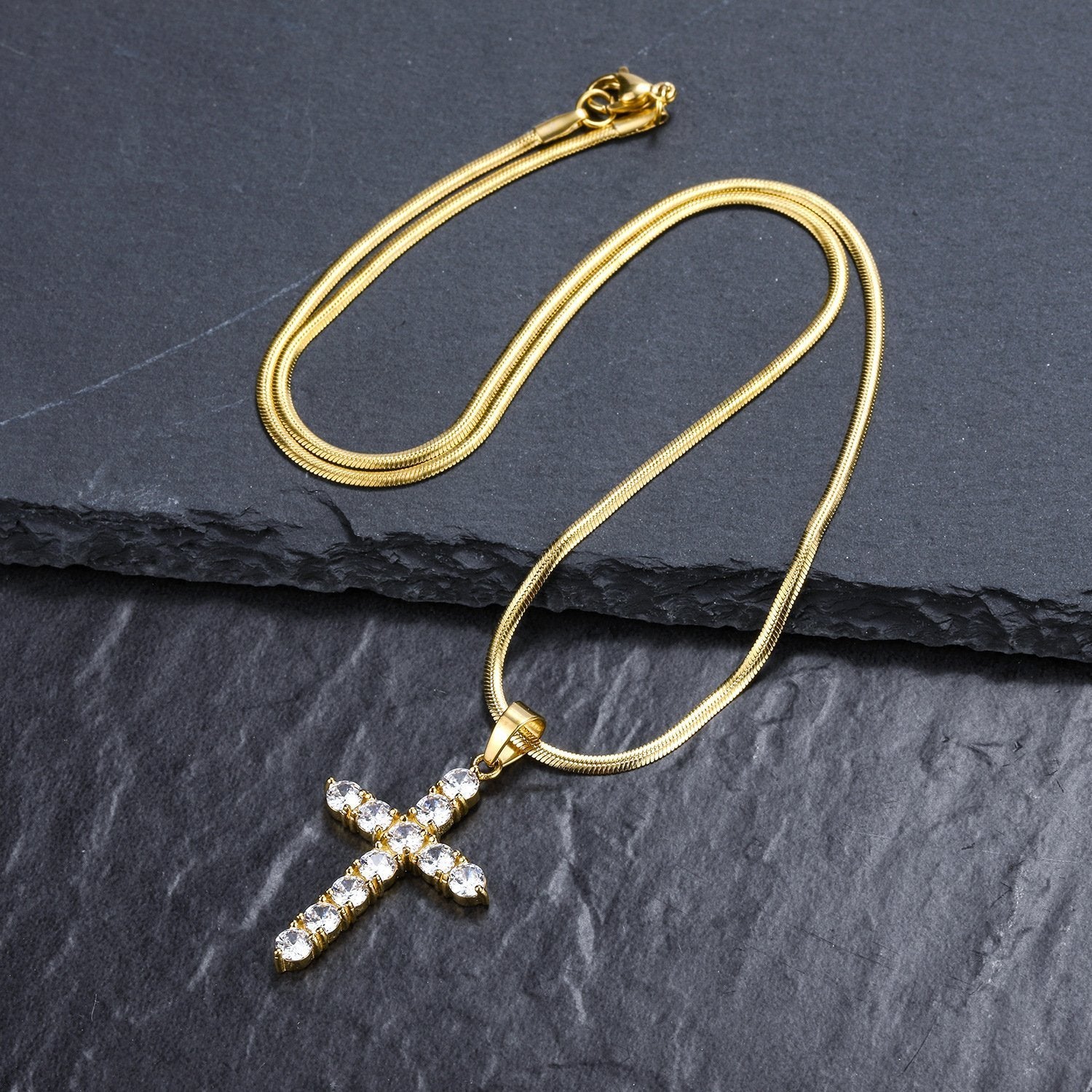 Iced Out Cross 18K Gold Filled with Chain Necklace - Voiceopin International: Child Abuse Information & Online Shopping Center