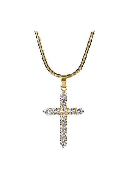 Iced Out Cross 18K Gold Filled with Chain Necklace - Voiceopin International: Child Abuse Information & Online Shopping Center