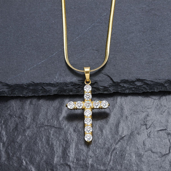 Iced Out Cross 18K Gold Filled with Chain Necklace - Voiceopin International: Child Abuse Information & Online Shopping Center