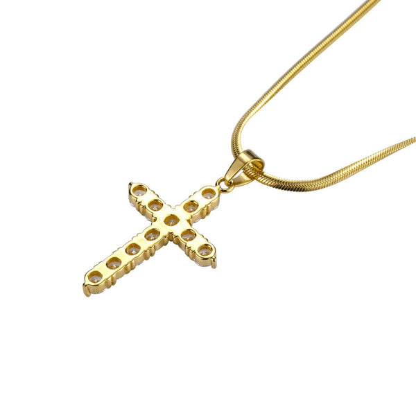 Iced Out Cross 18K Gold Filled with Chain Necklace - Voiceopin International: Child Abuse Information & Online Shopping Center