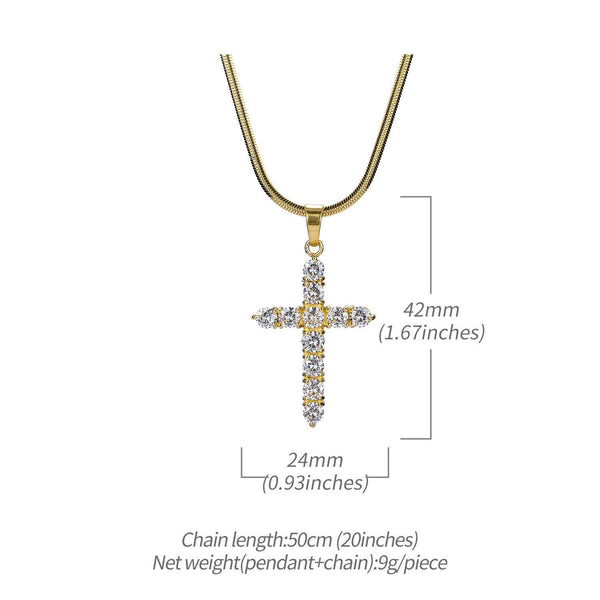 Iced Out Cross 18K Gold Filled with Chain Necklace - Voiceopin International: Child Abuse Information & Online Shopping Center