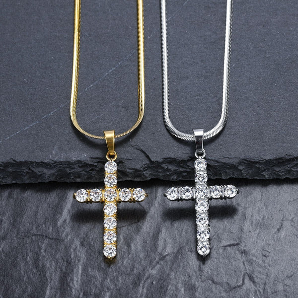 Iced Out Cross 18K Gold Filled with Chain Necklace - Voiceopin International: Child Abuse Information & Online Shopping Center