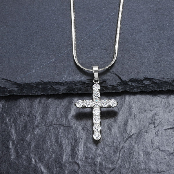 Iced Out Cross 18K White Gold Filled with Chain Necklace - Voiceopin International: Child Abuse Information & Online Shopping Center