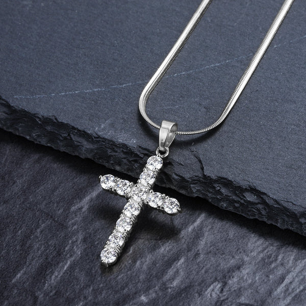 Iced Out Cross 18K White Gold Filled with Chain Necklace - Voiceopin International: Child Abuse Information & Online Shopping Center