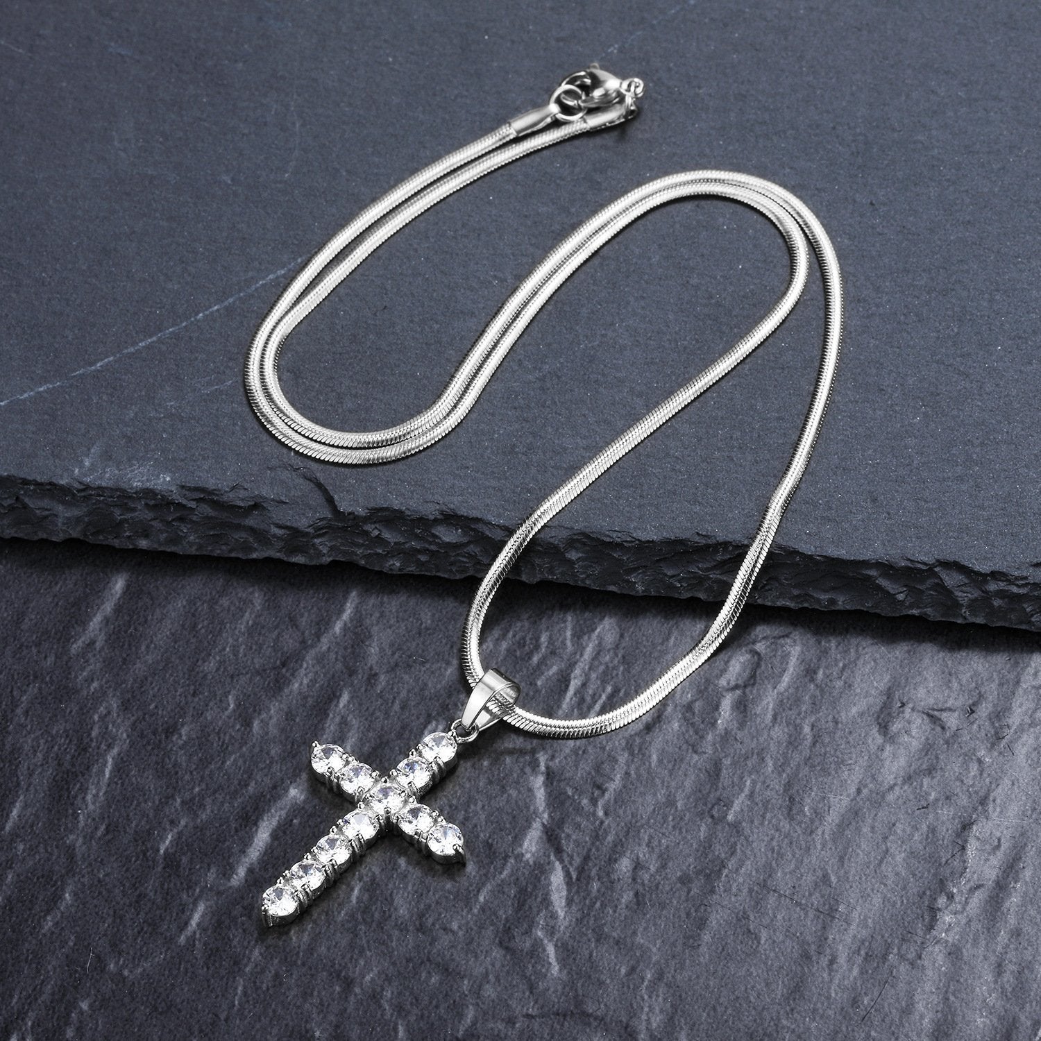 Iced Out Cross 18K White Gold Filled with Chain Necklace - Voiceopin International: Child Abuse Information & Online Shopping Center