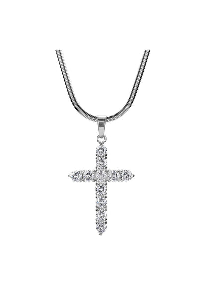 Iced Out Cross 18K White Gold Filled with Chain Necklace - Voiceopin International: Child Abuse Information & Online Shopping Center