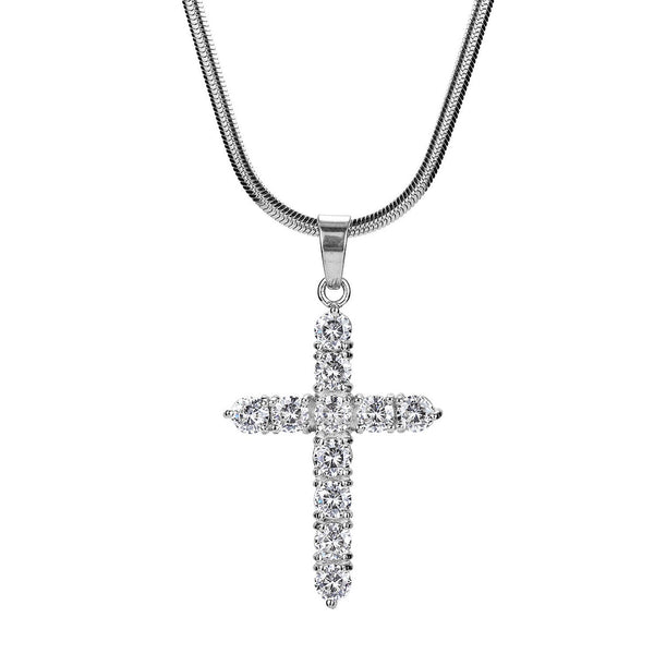 Iced Out Cross 18K White Gold Filled with Chain Necklace - Voiceopin International: Child Abuse Information & Online Shopping Center