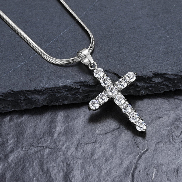 Iced Out Cross 18K White Gold Filled with Chain Necklace - Voiceopin International: Child Abuse Information & Online Shopping Center