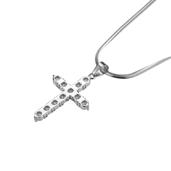 Iced Out Cross 18K White Gold Filled with Chain Necklace - Voiceopin International: Child Abuse Information & Online Shopping Center