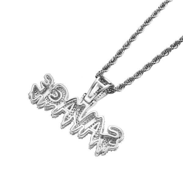 Iced Out SAVAGE Necklace in 18K White Gold Filled with Diamond Cut Chain - Voiceopin International: Child Abuse Information & Online Shopping Center