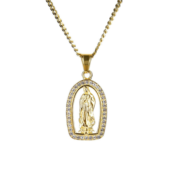 Icedout 18K Gold Filled Praying Mother Mary Pendant Necklace - Voiceopin International: Child Abuse Information & Online Shopping Center