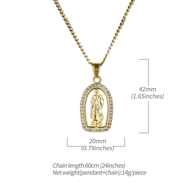 Icedout 18K Gold Filled Praying Mother Mary Pendant Necklace - Voiceopin International: Child Abuse Information & Online Shopping Center