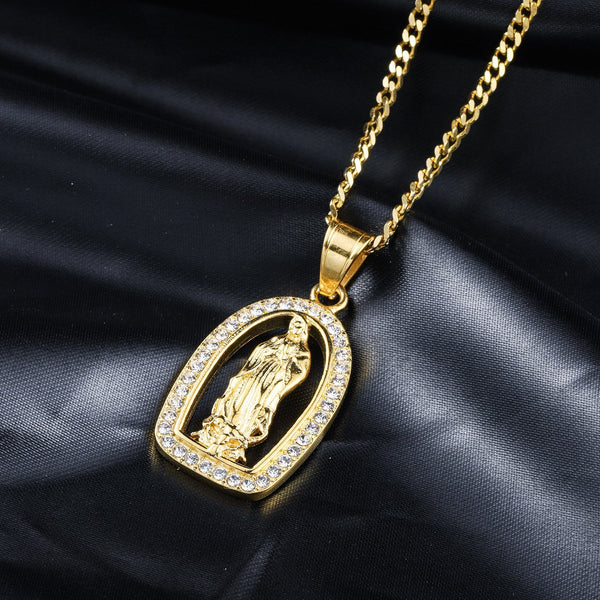 Icedout 18K Gold Filled Praying Mother Mary Pendant Necklace - Voiceopin International: Child Abuse Information & Online Shopping Center