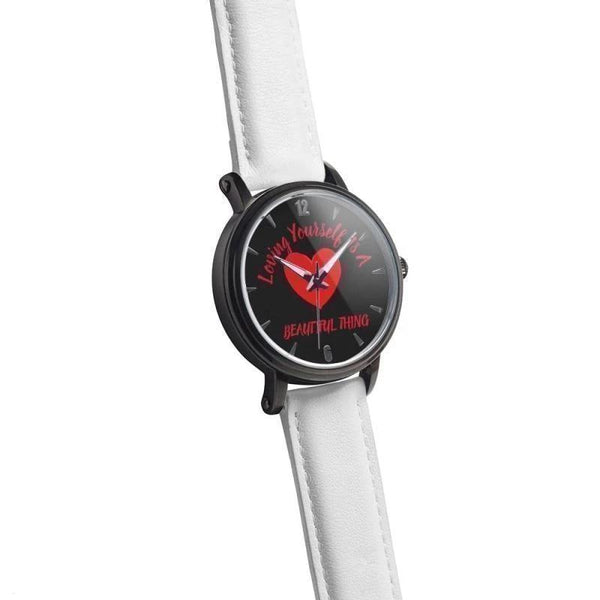 Loving Yourself Is A Beautiful Thing-Black Faced Water Resistant Quartz Watch - Voiceopin International: Child Abuse Information & Online Shopping Center