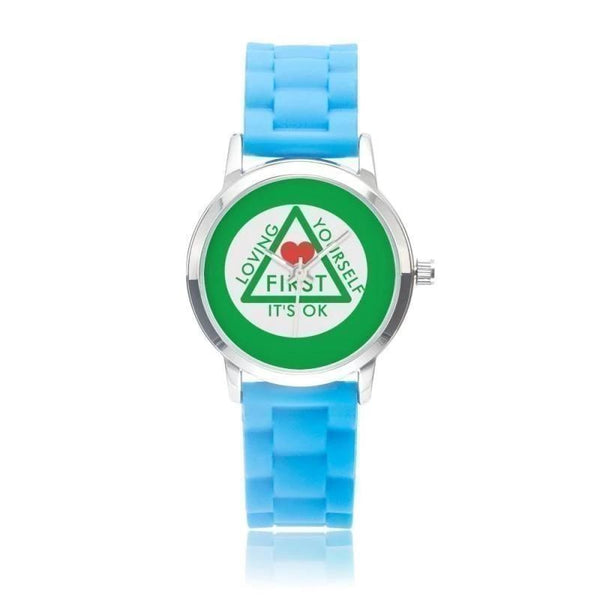 Loving Yourself It's OK Silica Gel Strap Water Resistant Quartz Youth Watch-Green Faced - Voiceopin International: Child Abuse Information & Online Shopping Center