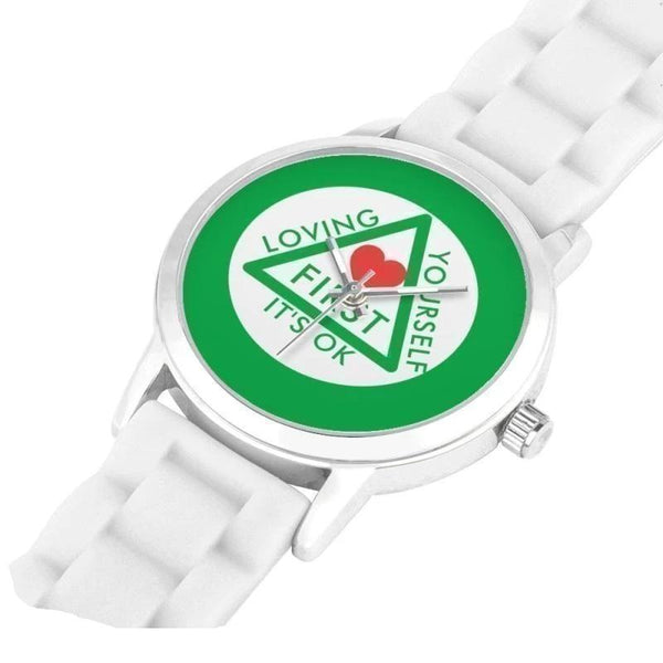 Loving Yourself It's OK Silica Gel Strap Water Resistant Quartz Youth Watch-Green Faced - Voiceopin International: Child Abuse Information & Online Shopping Center