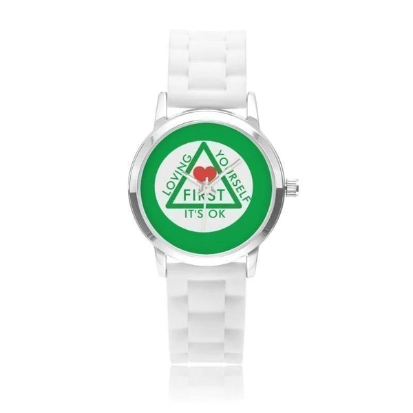 Loving Yourself It's OK Silica Gel Strap Water Resistant Quartz Youth Watch-Green Faced - Voiceopin International: Child Abuse Information & Online Shopping Center