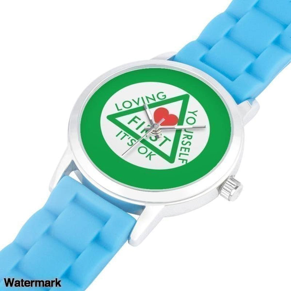 Loving Yourself It's OK Silica Gel Strap Water Resistant Quartz Youth Watch-Green Faced - Voiceopin International: Child Abuse Information & Online Shopping Center