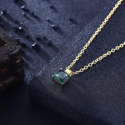 Swarovski Crystal Emerald Sqaure Necklace in 18K Gold Plated - Voiceopin International: Child Abuse Information & Online Shopping Center