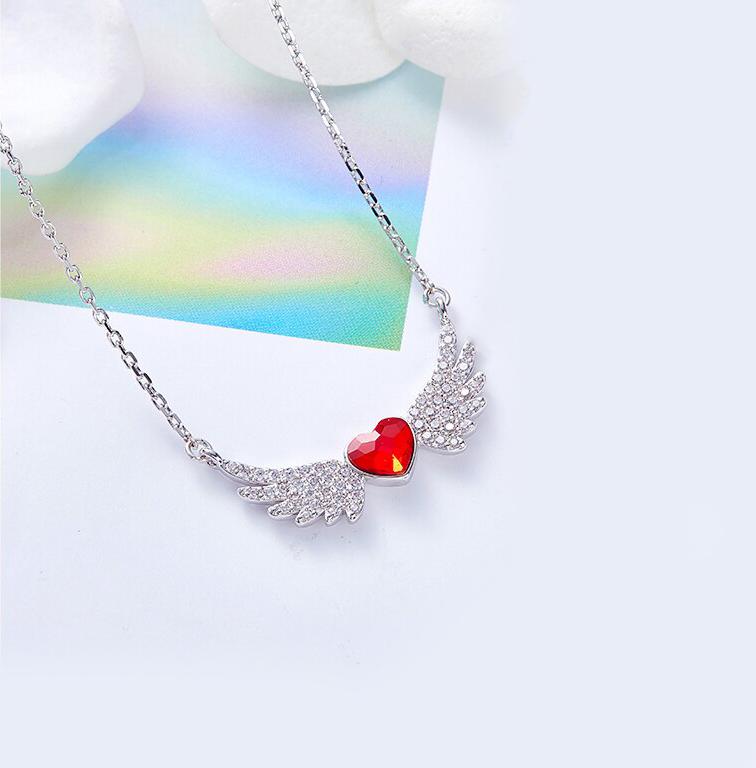 Swarovski Crystals 4.00 Ct Ruby Flying with the Wings of an Angel Necklace - Voiceopin International: Child Abuse Information & Online Shopping Center