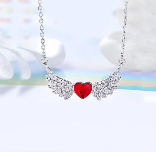 Swarovski Crystals 4.00 Ct Ruby Flying with the Wings of an Angel Necklace - Voiceopin International: Child Abuse Information & Online Shopping Center