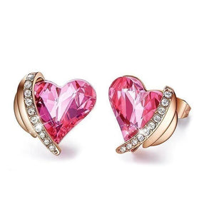 Swarovski Crystals Pink Heart Designer Earring - Voiceopin International: Child Abuse Information & Online Shopping Center