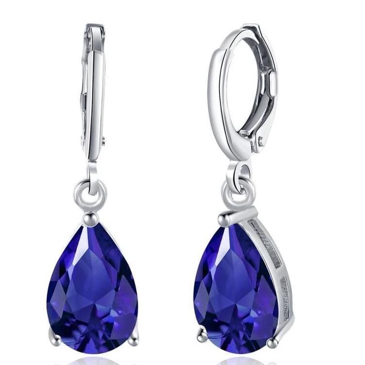 Swarovski Crystals Sapphire Pear Designer Earring - Voiceopin International: Child Abuse Information & Online Shopping Center