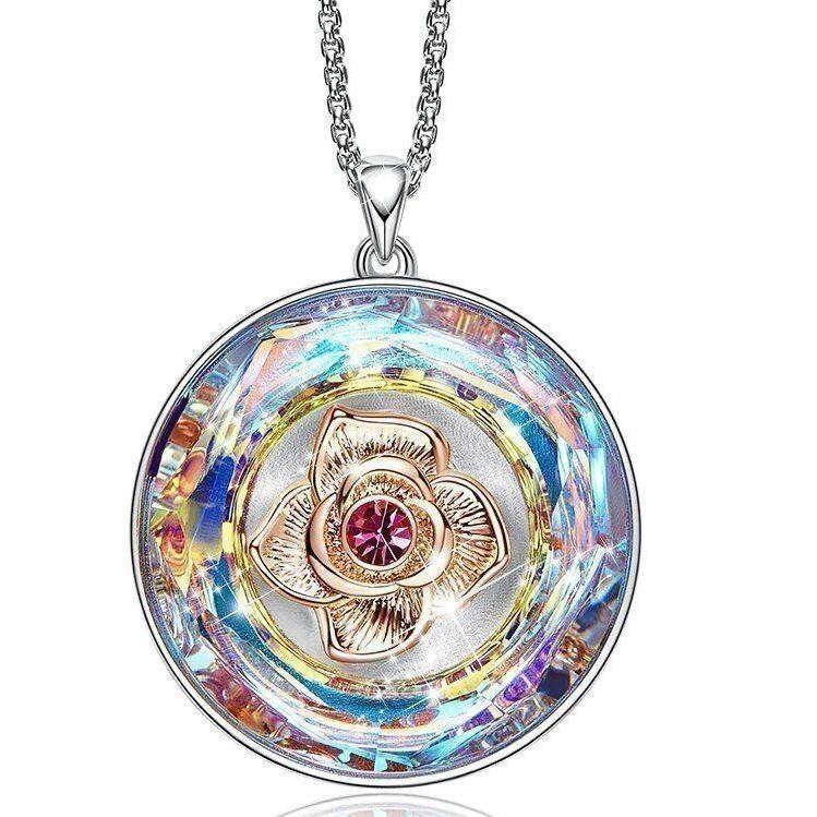 Swarovski Crystals World Rainbow Rose Designer Necklace - Voiceopin International: Child Abuse Information & Online Shopping Center